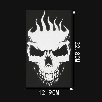 QYPF Coolest FLAMES Skull Decoration Αυτοκόλλητο αυτοκινήτου Μαύρο ασημί βινύλιο αξεσουάρ μοτοσυκλέτας Γραφικό C16-0182