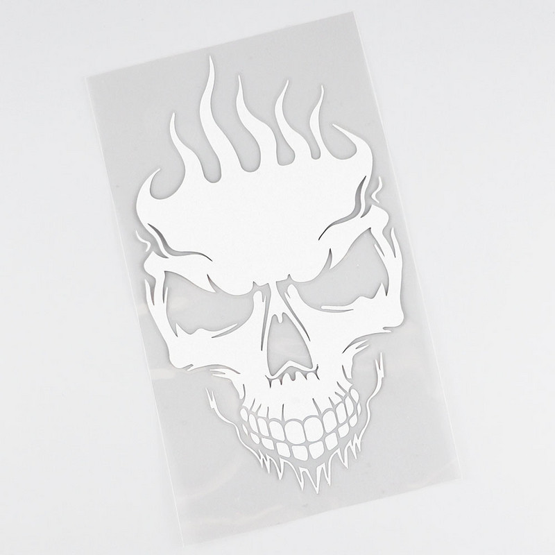 QYPF Coolest FLAMES Lubanja Dekoracija Naljepnica za automobil Crna Srebrna Vinil Motocikl Dodaci za bicikle Grafika C16-0182