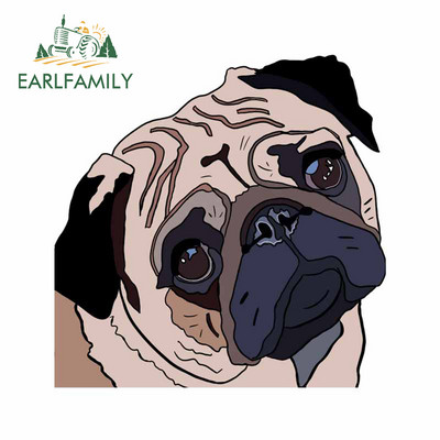 EARLFAMILY 13cm For Pug Dog Funny Αυτοκόλλητα Αυτοκινήτου Αδιάβροχα Αυτοκόλλητα Αξεσουάρ Αυτοκινήτων Αυτοκόλλητα Αυτοκινήτων Αυτοκόλλητα Μοτοσικλέτας Αντηλιακό για JDM SUV RV