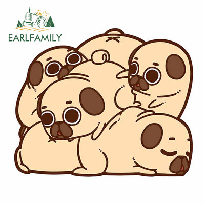 EARLFAMILY 13cm For Pug Dog Funny Αυτοκόλλητα Αυτοκινήτου Αδιάβροχα Αυτοκόλλητα Αξεσουάρ Αυτοκινήτων Αυτοκόλλητα Αυτοκινήτων Αυτοκόλλητα Μοτοσικλέτας Αντηλιακό για JDM SUV RV