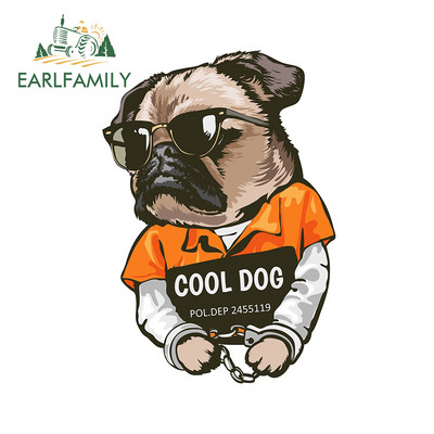EARLFAMILY 13cm For Pug Dog Funny Αυτοκόλλητα Αυτοκινήτου Αδιάβροχα Αυτοκόλλητα Αξεσουάρ Αυτοκινήτων Αυτοκόλλητα Αυτοκινήτων Αυτοκόλλητα Μοτοσικλέτας Αντηλιακό για JDM SUV RV