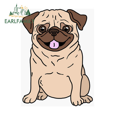EARLFAMILY 13cm For Pug Dog Funny Αυτοκόλλητα Αυτοκινήτου Αδιάβροχα Αυτοκόλλητα Αξεσουάρ Αυτοκινήτων Αυτοκόλλητα Αυτοκινήτων Αυτοκόλλητα Μοτοσικλέτας Αντηλιακό για JDM SUV RV