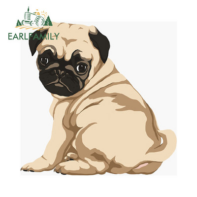 EARLFAMILY 13cm For Pug Dog Funny Αυτοκόλλητα Αυτοκινήτου Αδιάβροχα Αυτοκόλλητα Αξεσουάρ Αυτοκινήτων Αυτοκόλλητα Αυτοκινήτων Αυτοκόλλητα Μοτοσικλέτας Αντηλιακό για JDM SUV RV