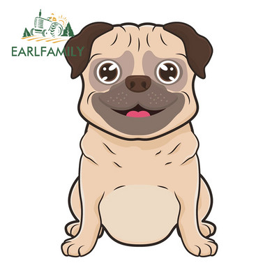 EARLFAMILY 13cm For Pug Dog Funny Αυτοκόλλητα Αυτοκινήτου Αδιάβροχα Αυτοκόλλητα Αξεσουάρ Αυτοκινήτων Αυτοκόλλητα Αυτοκινήτων Αυτοκόλλητα Μοτοσικλέτας Αντηλιακό για JDM SUV RV