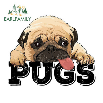 EARLFAMILY 13cm For Pug Dog Funny Αυτοκόλλητα Αυτοκινήτου Αδιάβροχα Αυτοκόλλητα Αξεσουάρ Αυτοκινήτων Αυτοκόλλητα Αυτοκινήτων Αυτοκόλλητα Μοτοσικλέτας Αντηλιακό για JDM SUV RV
