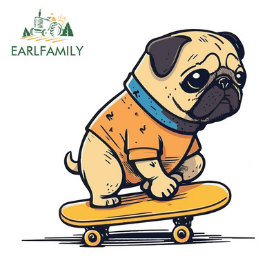 EARLFAMILY 13cm For Pug Dog Funny Αυτοκόλλητα Αυτοκινήτου Αδιάβροχα Αυτοκόλλητα Αξεσουάρ Αυτοκινήτων Αυτοκόλλητα Αυτοκινήτων Αυτοκόλλητα Μοτοσικλέτας Αντηλιακό για JDM SUV RV