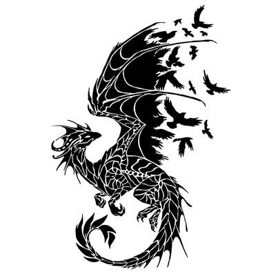 11,7 cm * 17,2 cm păsări dragon creativ autocolant autocolant motocicletă negru/argintiu S3-5799