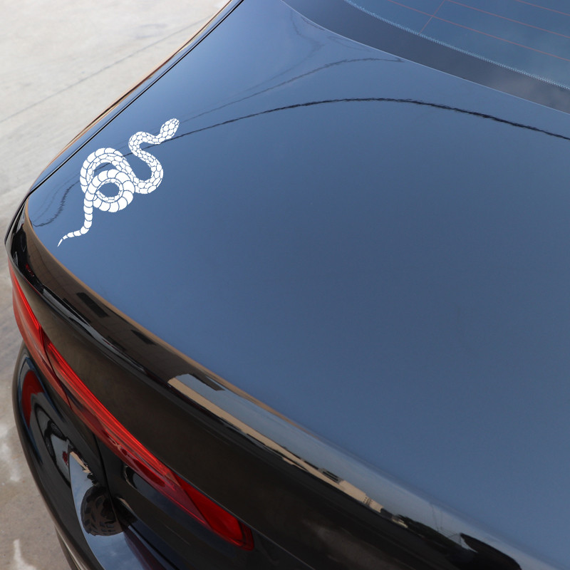 YJZT 6,7CM*16,3CM Προφυλακτήρας Horror Snake Δημιουργική διακόσμηση Αυτοκόλλητο αυτοκινήτου Vinyl Decal Μαύρο/Ασημί C4-1538