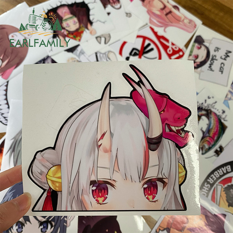 EARLFAMILY 13cm x 11.4cm za Hololive Nakiri Ayame Peeking Vinyl Auto naljepnice vjetrobransko staklo Windows Decals Graffiti Decoration