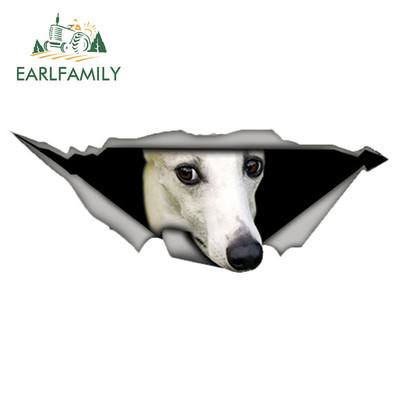 EARLFAMILY 13 cm x 4,9 cm Bijela Whippet naljepnica za automobil Potrgana metalna naljepnica Reflektirajuće naljepnice Vodootporne 3D naljepnice za pse za kućne ljubimce