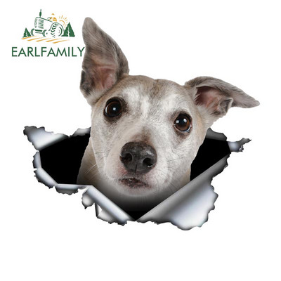 EARLFAMILY 13cm x 4,9cm Λευκό Whippet Αυτοκόλλητο Αυτοκινήτου Σκισμένο Μεταλλικό Αυτοκόλλητο Ανακλαστικά Αυτοκόλλητα Αδιάβροχα 3D Styling Αυτοκινήτου Αυτοκόλλητα κατοικίδιων σκύλων