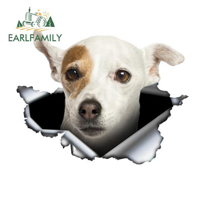 EARLFAMILY 13cm x 4,9cm Λευκό Whippet Αυτοκόλλητο Αυτοκινήτου Σκισμένο Μεταλλικό Αυτοκόλλητο Ανακλαστικά Αυτοκόλλητα Αδιάβροχα 3D Styling Αυτοκινήτου Αυτοκόλλητα κατοικίδιων σκύλων