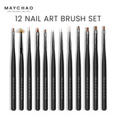 MAYCHAO Σετ βούρτσας νυχιών Βούρτσα μανικιούρ Ακρυλική υγρή πούδρα σκάλισμα με εξαιρετικά λεπτή γραμμή σχεδίασης στυλό UV gel βούρτσα νυχιών Εργαλεία μακιγιάζ