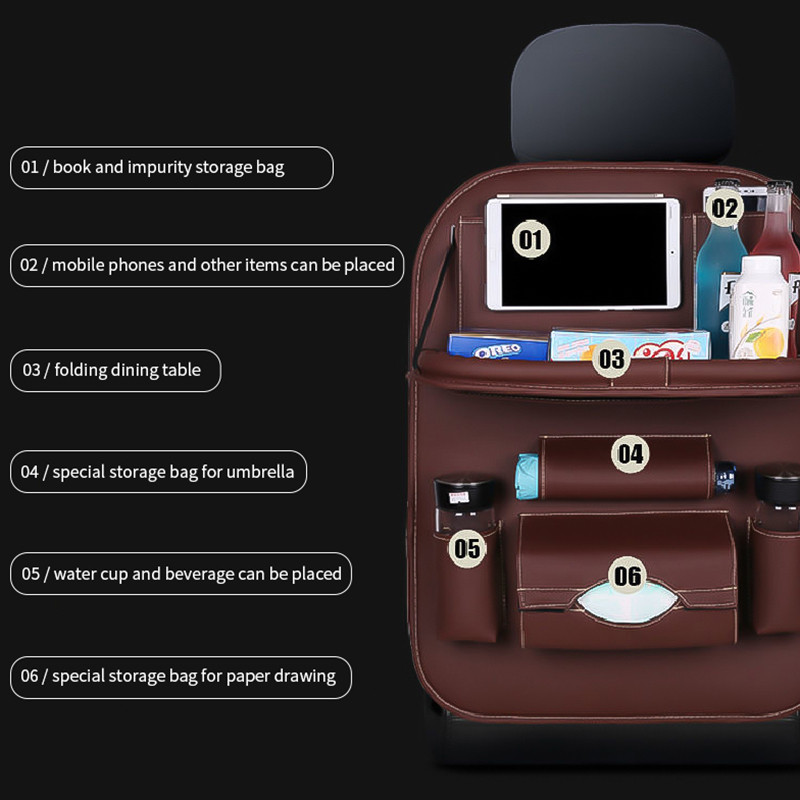 Automobilio užpakalinės sėdynės laikymo krepšys Automobilio priedai Vidinis laikymas Automobilio galinės sėdynės krepšys Prekės su sulankstomu stalo tinklu bagažinėje