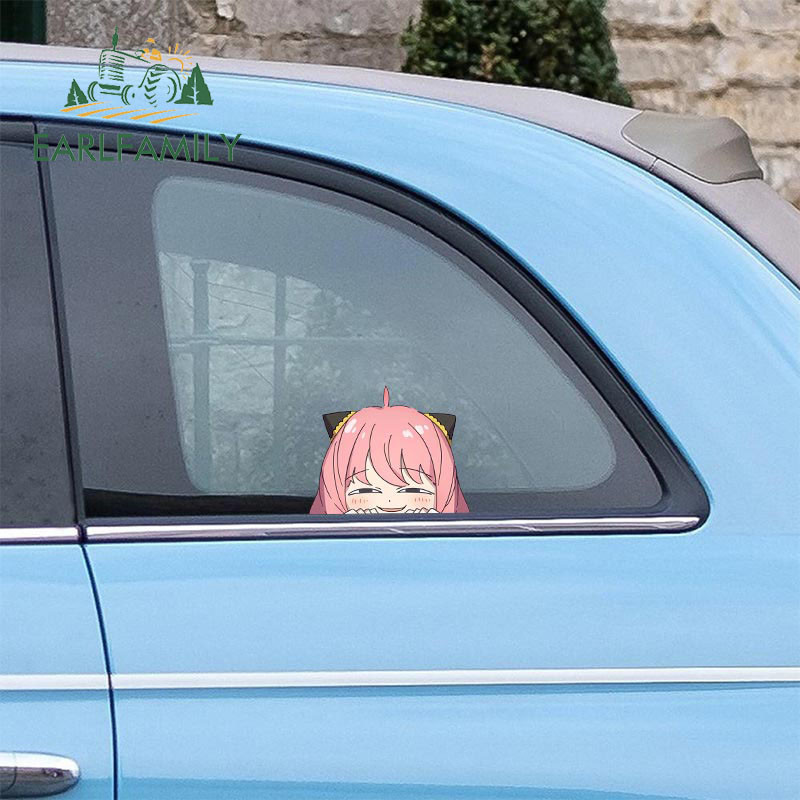 EARLFAMILY 13cm za Spy x Family Anya Peeker Naljepnice za automobile Anime Windows Motociklistička naljepnica Vodootporna RV JDM Dodaci za automobile
