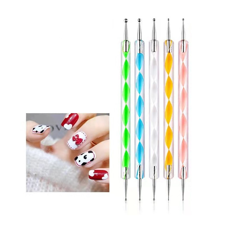 5 vnt. / rinkinys Nail Art Dotting Tool Daiktai nagų piešimui pieštukui Manikiūro vaško pieštukas akmenims Picker Nagų priedai ir įrankiai