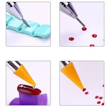 Двустранна восъчна акрилна дръжка Gem Pick Up Pencil For Nail Rhinestones Picker Dotting Pen Crystal Diamond Pick Up Pencil