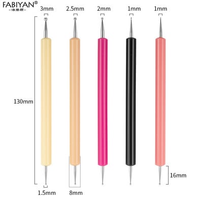 5 τμχ/Σετ Διπλής όψης DIY Nail Art Dotting Στυλό ακρυλικές πούλιες Λαβή για διακόσμηση κομμωτηρίου Στρας Picking Manicure Dot Tool