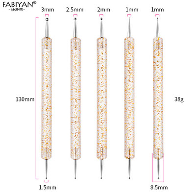 5 τμχ/Σετ Διπλής όψης DIY Nail Art Dotting Στυλό ακρυλικές πούλιες Λαβή για διακόσμηση κομμωτηρίου Στρας Picking Manicure Dot Tool