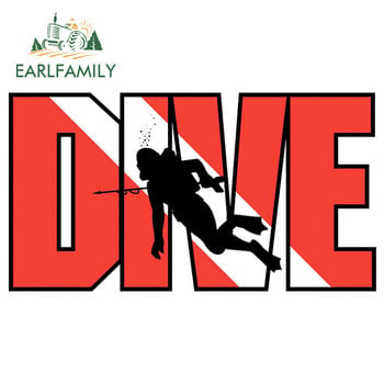 EARLFAMILY DIVE NAKED Αυτοκόλλητο αυτοκινήτου Vinyl Scuba Diving Flag Spear Fishing Funny Beach Decal Car Styling Αδιάβροχα αξεσουάρ αυτοκινήτου