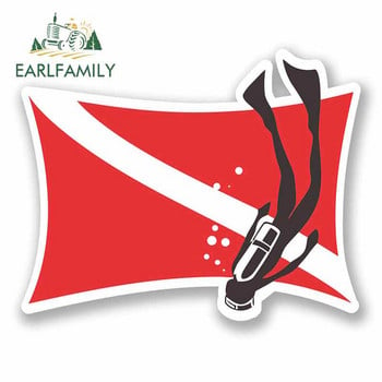 EARLFAMILY DIVE NAKED Αυτοκόλλητο αυτοκινήτου Vinyl Scuba Diving Flag Spear Fishing Funny Beach Decal Car Styling Αδιάβροχα αξεσουάρ αυτοκινήτου