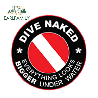 EARLFAMILY DIVE NAKED Αυτοκόλλητο αυτοκινήτου Vinyl Scuba Diving Flag Spear Fishing Funny Beach Decal Car Styling Αδιάβροχα αξεσουάρ αυτοκινήτου