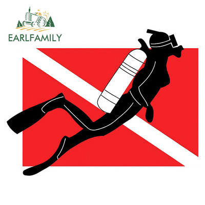 EARLFAMILY DIVE NAKED Αυτοκόλλητο αυτοκινήτου Vinyl Scuba Diving Flag Spear Fishing Funny Beach Decal Car Styling Αδιάβροχα αξεσουάρ αυτοκινήτου
