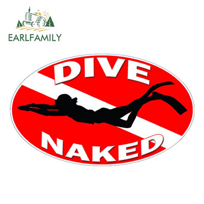 EARLFAMILY DIVE NAKED Αυτοκόλλητο αυτοκινήτου Vinyl Scuba Diving Flag Spear Fishing Funny Beach Decal Car Styling Αδιάβροχα αξεσουάρ αυτοκινήτου