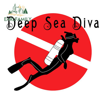 EARLFAMILY DIVE NAKED Αυτοκόλλητο αυτοκινήτου Vinyl Scuba Diving Flag Spear Fishing Funny Beach Decal Car Styling Αδιάβροχα αξεσουάρ αυτοκινήτου