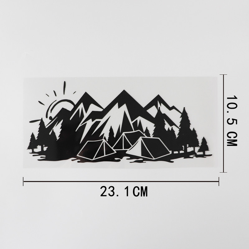 YJZT 23.1CMX10.5CM Cool Camping Travel Tourism Matrica Vinyl autómatrica fekete/ezüst 8A-1013