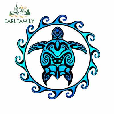 EARLFAMILY 13cm for Tribal Turtle Creative Car Sticker Климатик Cartoon Decal Personality VAN RV Sunscreen Car Styling