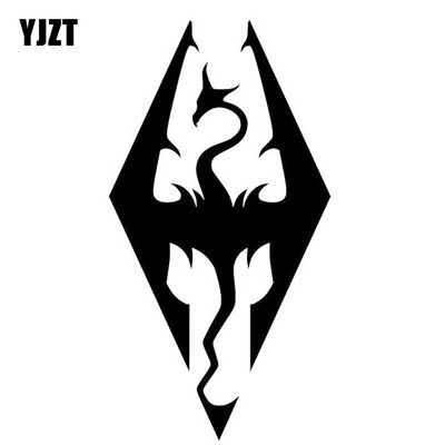 YJZT 6.5cm*12.5cm Skyrim Style Art Dragon Винилови стикери за кола Мотоциклетни стикери Черен/Сребърен S6-3054