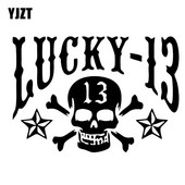 YJZT 13,3*9,3 cm Vicces LUCKY SKULL 13 JÁTÉKKÁRTYA Dekor Vinyl autómatricák Kiegészítők Sziluett