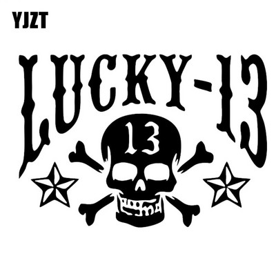 YJZT 13.3*9.3CM Funny LUCKY SKULL 13 CARTE DE JOC Decor Vinil Autocolante Auto Accesorii Siluetă