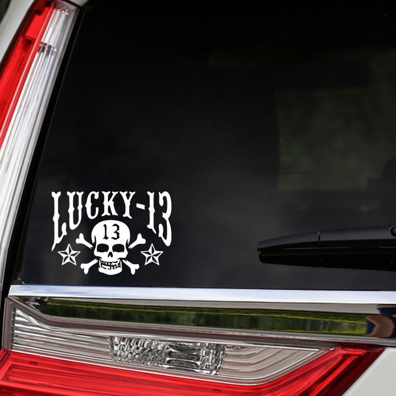 YJZT 13,3*9,3 cm Vicces LUCKY SKULL 13 JÁTÉKKÁRTYA Dekor Vinyl autómatricák Kiegészítők Sziluett