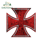 EARLFAMILY 13cm x 13cm Car Styling 765Pro matrica 5" Rat Rod Red Iron Cross autómatrica Distressed Parts Gasser vízálló matrica