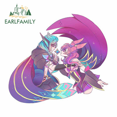 EARLFAMILY 13cm x 11.9cm за Xayah и Rakan Decal Сноуборд Водоустойчива мотоциклетна каска Силует Стикери за кола Винилова обвивка за кола
