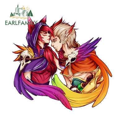 EARLFAMILY 13 cm x 11,9 cm Xayah és Rakan matrica snowboardhoz, vízálló motoros bukósisak sziluett autómatricák vinil autóborítás