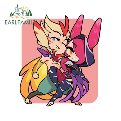 EARLFAMILY 13 cm x 11,9 cm Xayah és Rakan matrica snowboardhoz, vízálló motoros bukósisak sziluett autómatricák vinil autóborítás
