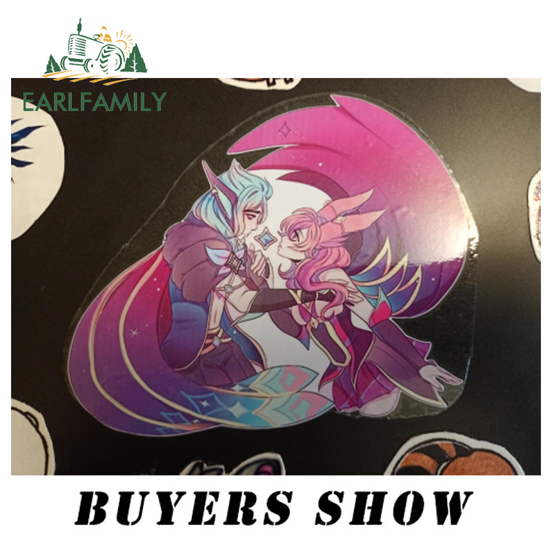 EARLFAMILY 13 cm x 11,9 cm Xayah és Rakan matrica snowboardhoz, vízálló motoros bukósisak sziluett autómatricák vinil autóborítás