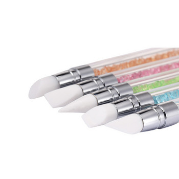 5 τμχ στυλό με κουκκίδες Nail Art με λαβή κρυστάλλου στρας Σιλικόνη 14cm Dual-Head Nails Art Paint Στυλό ακρυλικό στυλό πινέλου γλυπτικής