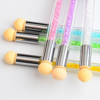 4 цвята Двойна гъба завършваща със страз стикер Дръжка Трансфер Sharp Gradient Blooming Design Sponge Pen Маникюр Art Tools