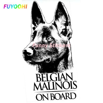 Αυτοκόλλητο FUYOOHI Play Αυτοκόλλητο Belgian Malinois Clear Vinyl Decal Αυτοκόλλητο για παράθυρο, Mechelaar Shepherd Dog Sign Art Print Αυτοκόλλητο