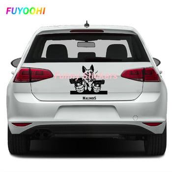 Αυτοκόλλητο FUYOOHI Play Αυτοκόλλητο Belgian Malinois Clear Vinyl Decal Αυτοκόλλητο για παράθυρο, Mechelaar Shepherd Dog Sign Art Print Αυτοκόλλητο