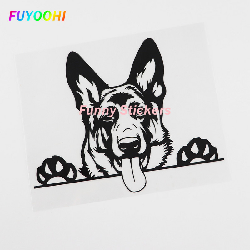 FUYOOHI Play matricák Belga malinois átlátszó vinyl matrica ablakhoz, mechelaar pásztorkutya jel művészeti matrica