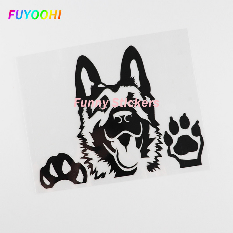 FUYOOHI Play matricák Belga malinois átlátszó vinyl matrica ablakhoz, mechelaar pásztorkutya jel művészeti matrica