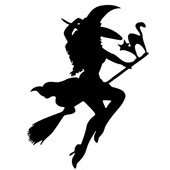 10,3 cm*14 cm-es Halloween boszorkány seprűn repülő vinil matrica autómatrica fekete/ezüst kiegészítők S6-3987
