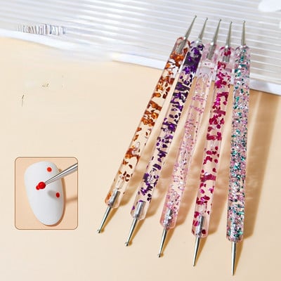 5 τμχ/σετ Nail Art Dotting στυλό Κρυστάλλινες χάντρες Λαβή με διπλό άκρο Σχέδιο ζωγραφικής Rhinestones Εργαλεία μανικιούρ