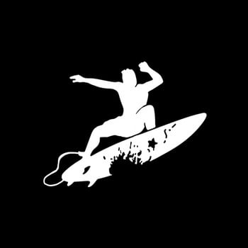 QYPF 14,1*10,9cm Funny Surfing Wave Hawaii Decor Αυτοκόλλητο αυτοκινήτου Vinyl Silhouette Extreme Movement C16-0738