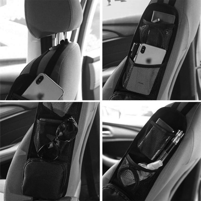 Organizator pentru scaune auto Geantă pentru depozitare laterală pentru agățat Suport pentru băuturi cu mai multe buzunare, Buzunar din plasă, Organizator pentru mașină, accesoriu interior